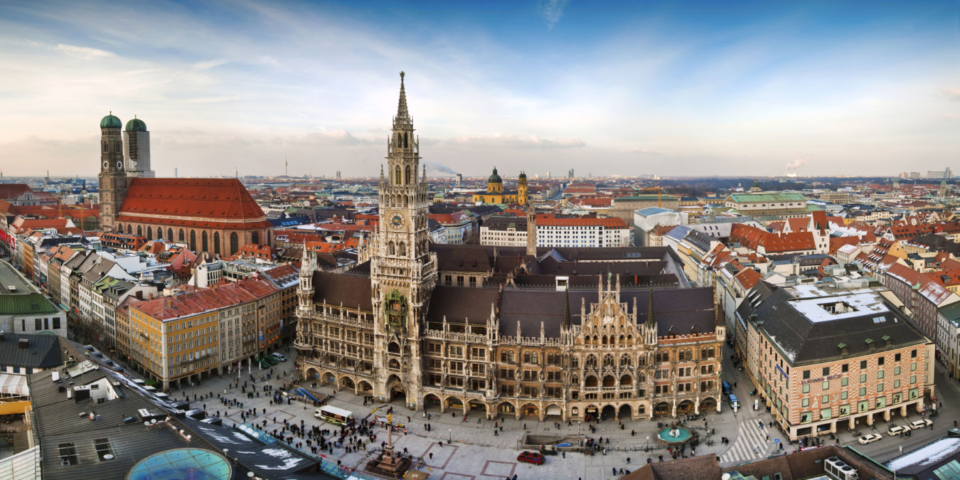 Vista panorámica de la plaza Marienplatz de Munich, en Alemania