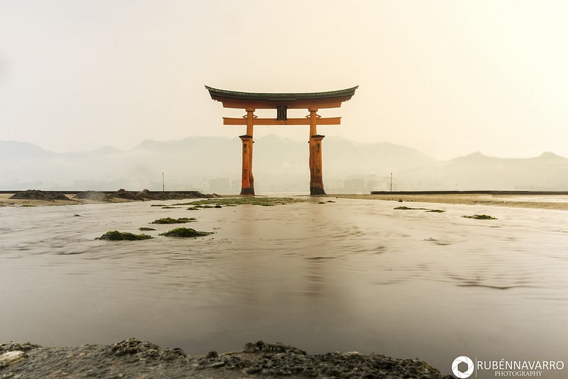 Torii de Miyajima del santuario Itsukushima en Japón