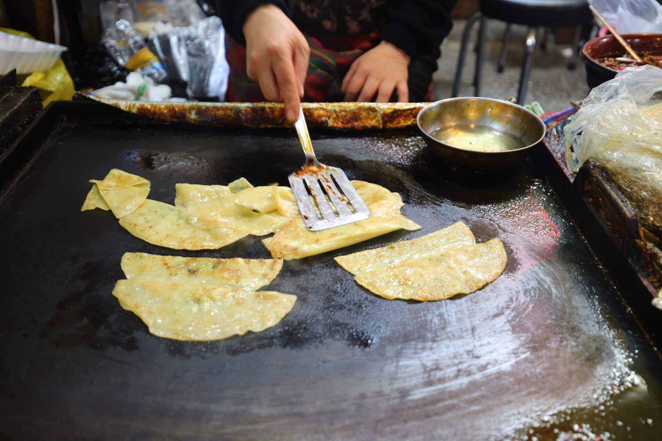 comida tradicional en un mercado Coreano