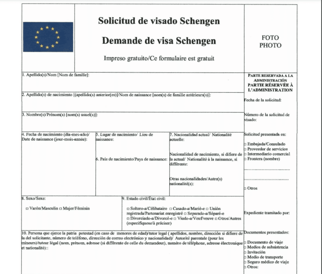 Solicitud del visado Schengen para ecuatorianos