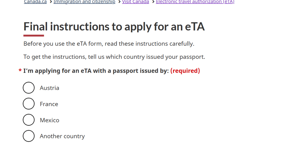 cómo solicitar la eTA para Canadá